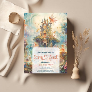 Fairy First Girl's 1. Geburtstag Einladung