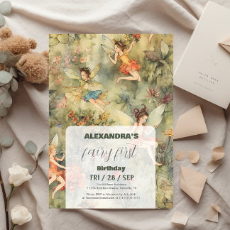 Fairy First Girl's 1. Geburtstag Einladung