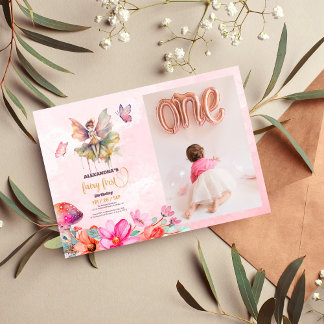Fairy First Girl's 1. Geburtstag Einladung