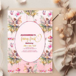 Fairy First Girl's 1. Geburtstag Einladung