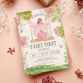 Fairy First Girl's 1. Geburtstag Einladung