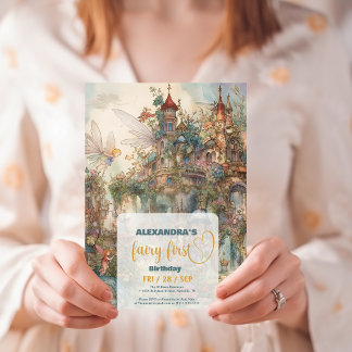 Fairy First Girl's 1. Geburtstag Einladung