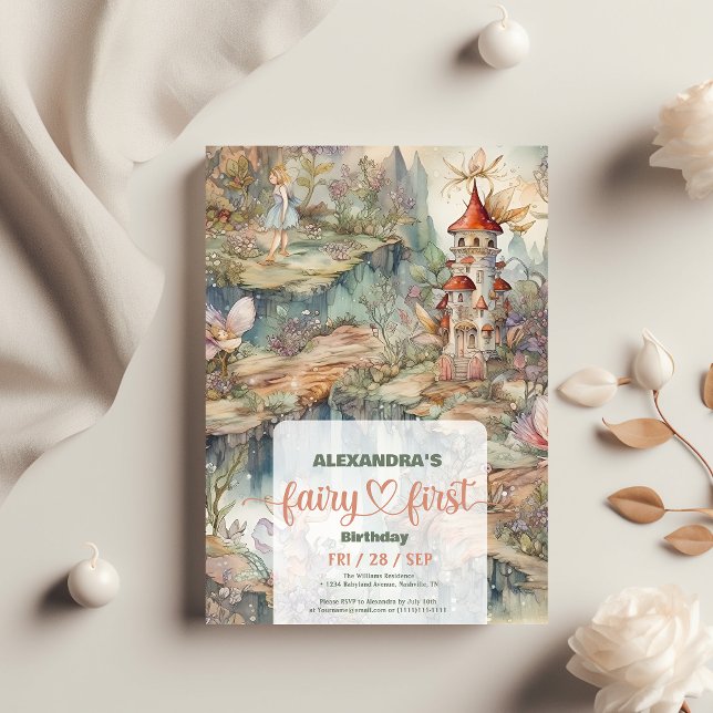 Fairy First Girl's 1. Geburtstag Einladung (Von Creator hochgeladen)