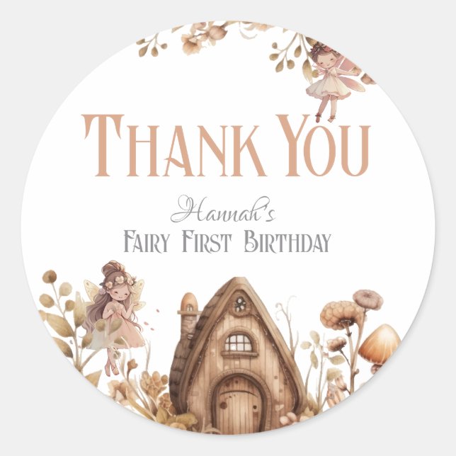Fairy First Magic Boho Birthday Runder Aufkleber (Vorderseite)