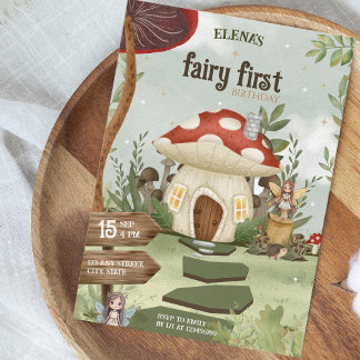 Fairy First Mushroom Forest 1st Birthday Einladung
