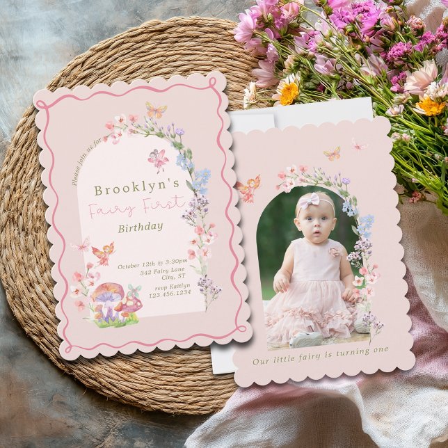 Fairy First Pastel Girl Anniversaire Invitation (Fairy First Pastel Girl Birthday Invitation
)