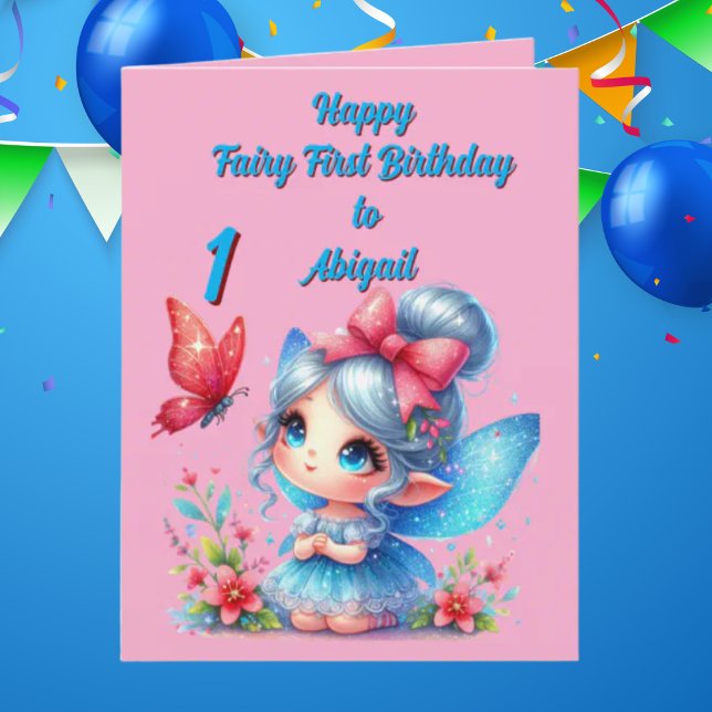 Fairy First Photo Anniversaire de enfant Carte de  (Créateur téléchargé)