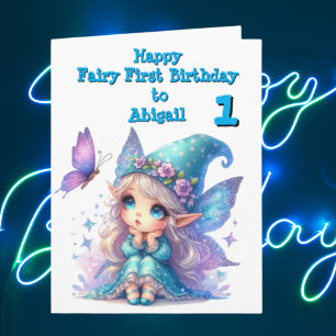Fairy First Photo Anniversaire de enfant Carte de 