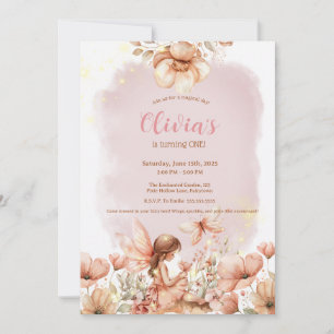 Fairy First Theme Girl's 1. Geburtstag Party Custo Einladung