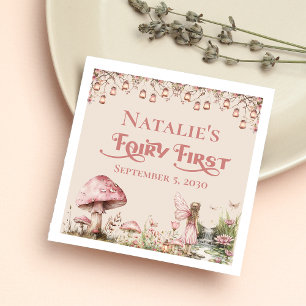 Fairy First Theme Girl's 1. Geburtstag Party Custo Serviette