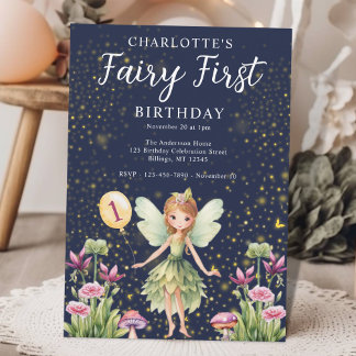 Fairy First Whimsical 1. Geburtstag Party Einladung