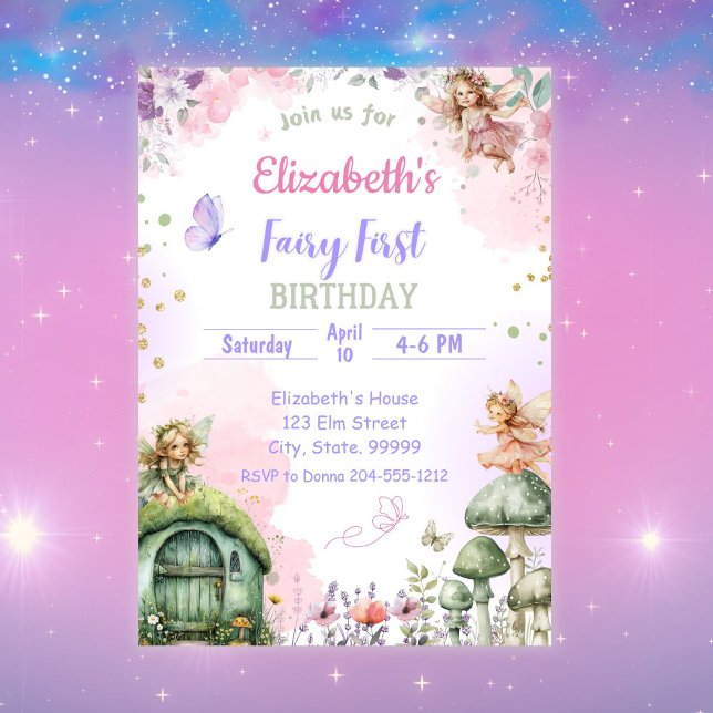 Fairy First Whimsical Birthday Invitation for Girl (Créateur téléchargé)