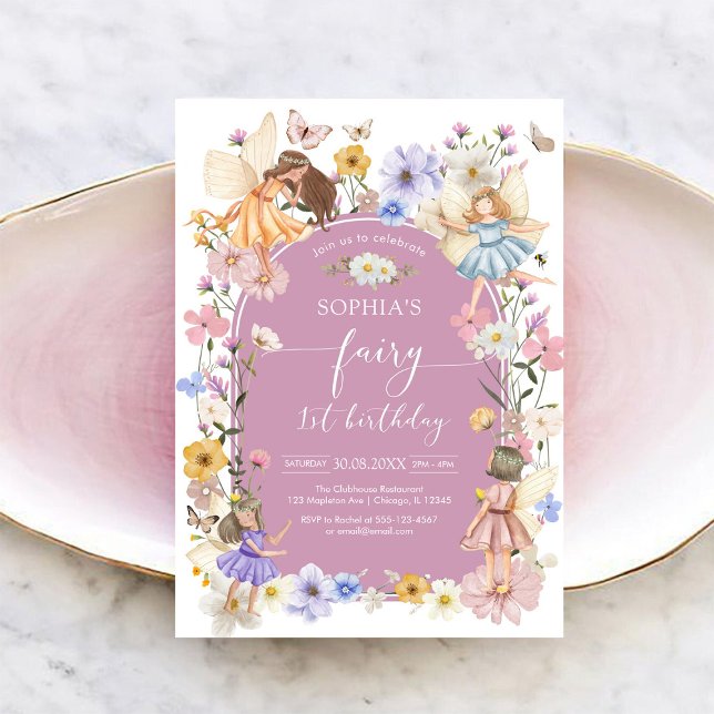 Fairy First Wildflower 1st Birthday Invitation (Créateur téléchargé)