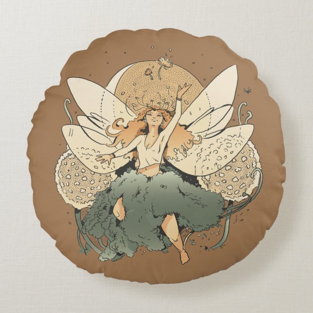 Fairy fliegt am Himmel Rundes Kissen (Vorderseite)