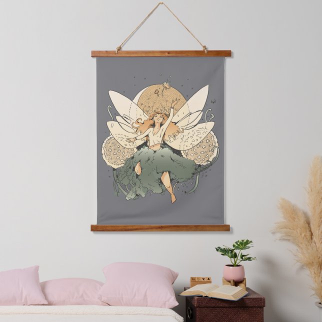 Fairy fliegt am Himmel Wandteppich Mit Holzrahmen (Schlafzimmer)