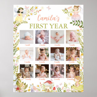 Fairy Floral Garden First Year Photo Milestone Poster