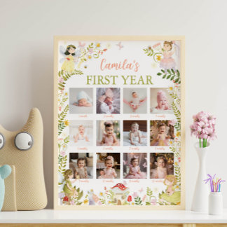 Fairy Floral Garden First Year Photo Milestone Poster