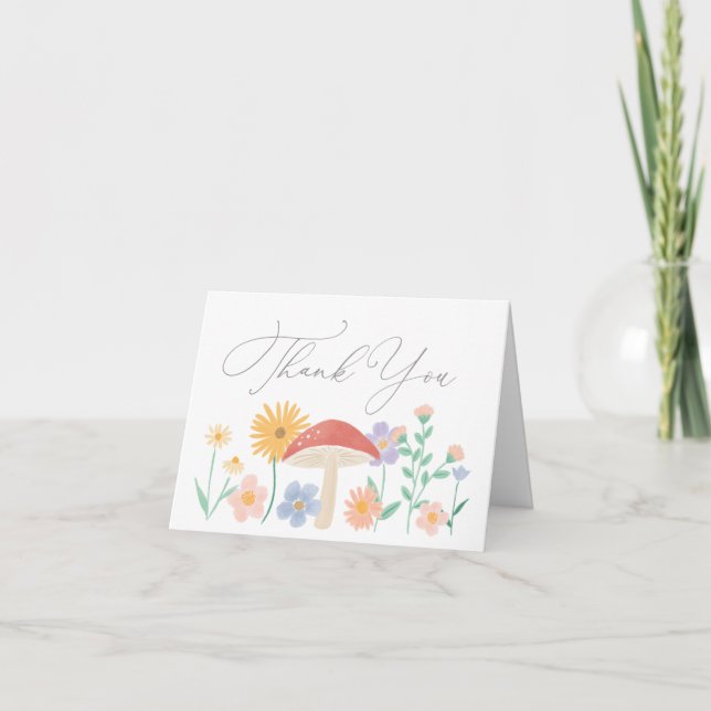 Fairy Floral Girl Birthday Party Dankeskarte (Vorderseite)
