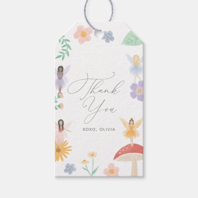 Fairy Floral Girl Birthday Party Geschenkanhänger (Vorderseite)