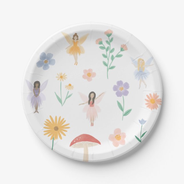 Fairy Floral Girl Birthday Party Pappteller (Vorderseite)