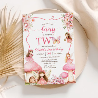 Fairy Floral Girls 2. Geburtstags-Party Einladung