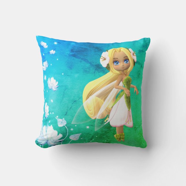 Fairy Floral Personalisiert Name Throw Kissen (Vorderseite)