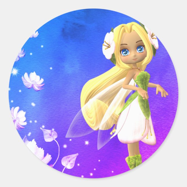 Fairy Floral Runder Aufkleber (Vorderseite)