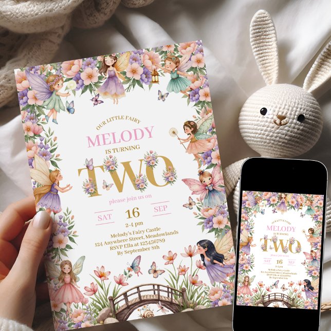 Fairy flower 2nd birthday Invitation Einladung (Von Creator hochgeladen)