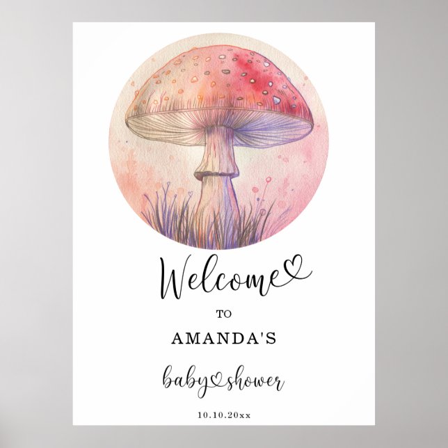 Fairy fly agaric - Baby Dusche Willkommensgeschenk Poster (Vorne)
