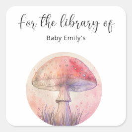 Fairy fly agaric - Babybibliothek Quadratischer Aufkleber