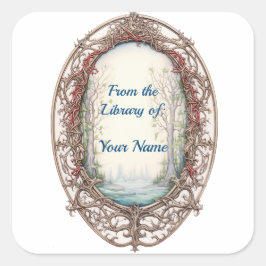 Fairy Forest Buchzeichen Quadratischer Aufkleber