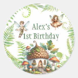Fairy Forest Garden Gender Neutral 1. Geburtstag Runder Aufkleber