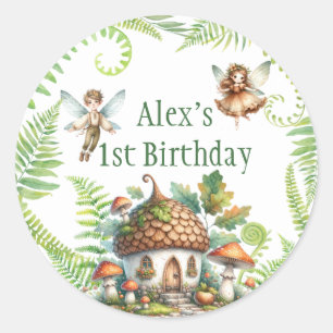 Fairy Forest Garden Gender Neutral 1. Geburtstag Runder Aufkleber
