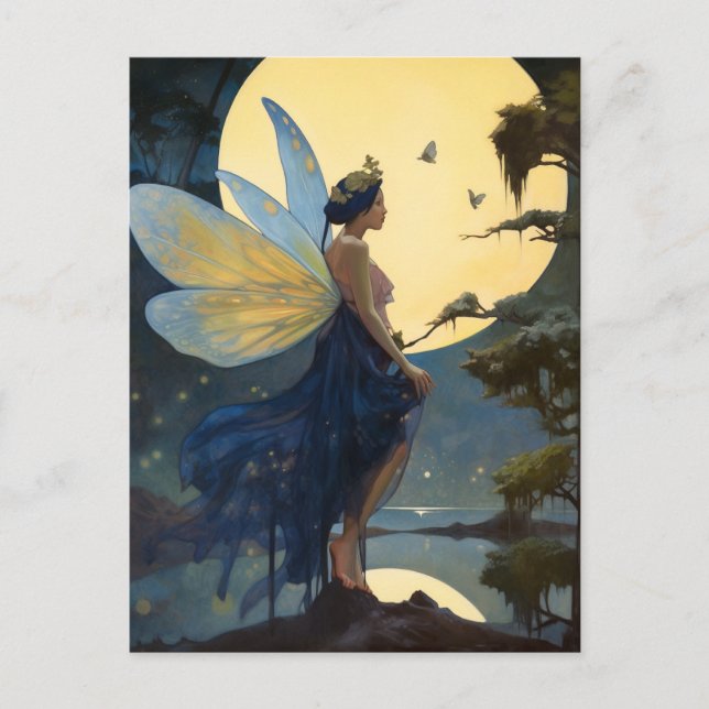 Fairy Full Moon Fantasy Art Postkarte (Vorderseite)