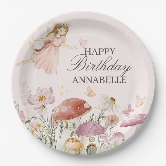 Fairy Garden Birthday Balloon Party Decke Gefallen Pappteller (Vorderseite)