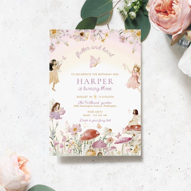 Fairy Garden Birthday Party Einladung (Fairy Garden Birthday party Invitation )