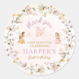 Fairy Garden Birthday Runder Aufkleber