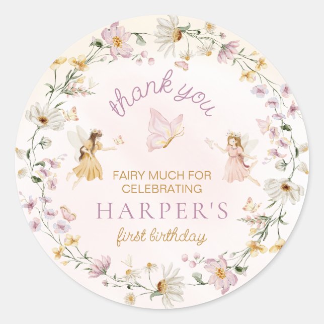 Fairy Garden Birthday Runder Aufkleber (Vorderseite)