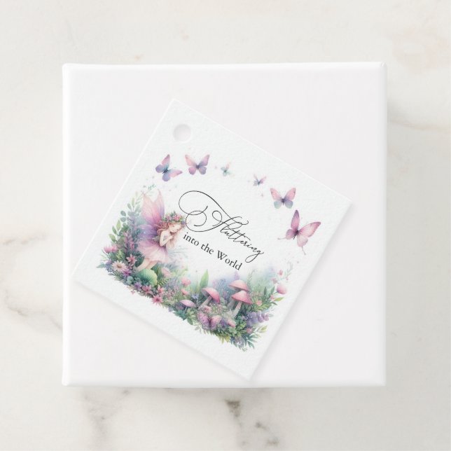 Fairy Garden & Butterfly Flutter Liebe Babydusche Geschenkanhänger (Beispiel)