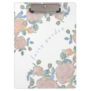Fairy Garden elegante Muster der Rose Blume Klasse Klemmbrett