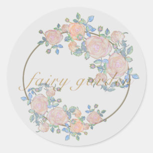 Fairy Garden elegante Muster der Rose Blume Runder Aufkleber