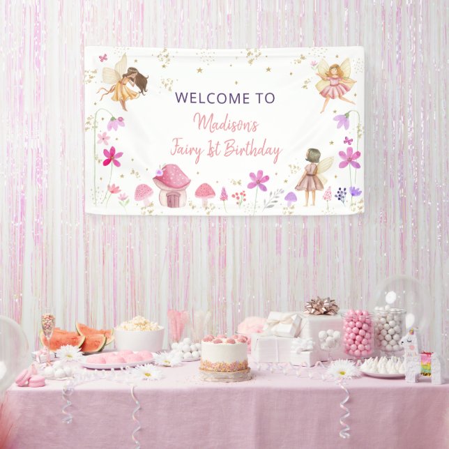 Fairy Garden Floral Geburtstag Banner (Party)