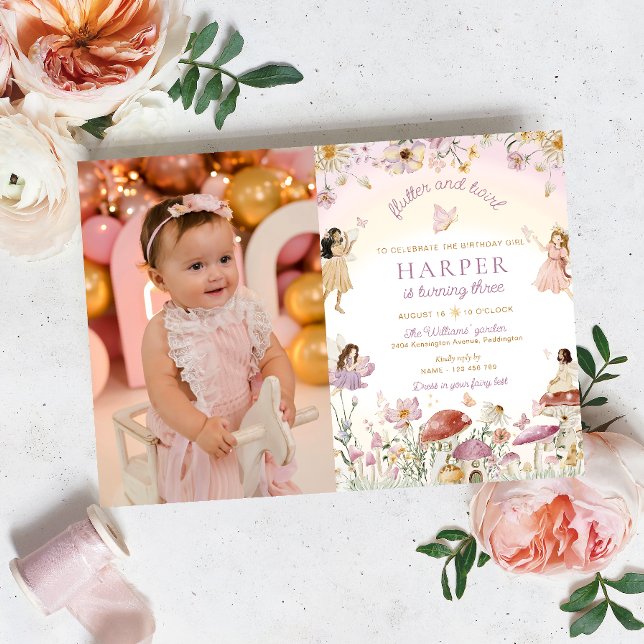 Fairy Garden Foto Geburtstagsparty Einladung (Von Creator hochgeladen)