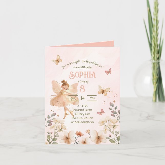Fairy Garden Girl Birthday Einladungskarte (Vorderseite)