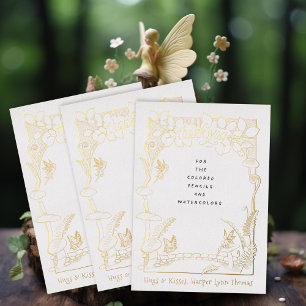 Fairy Garden Gold Foil Merci Carte Note