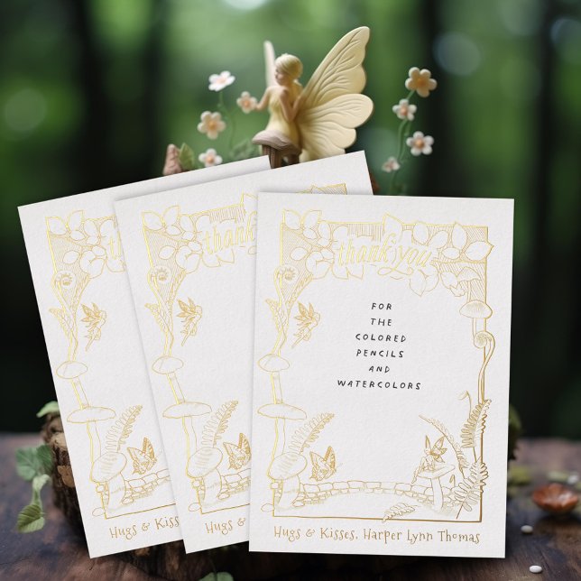 Fairy Garden Gold Foil Merci Carte Note (Créateur téléchargé)