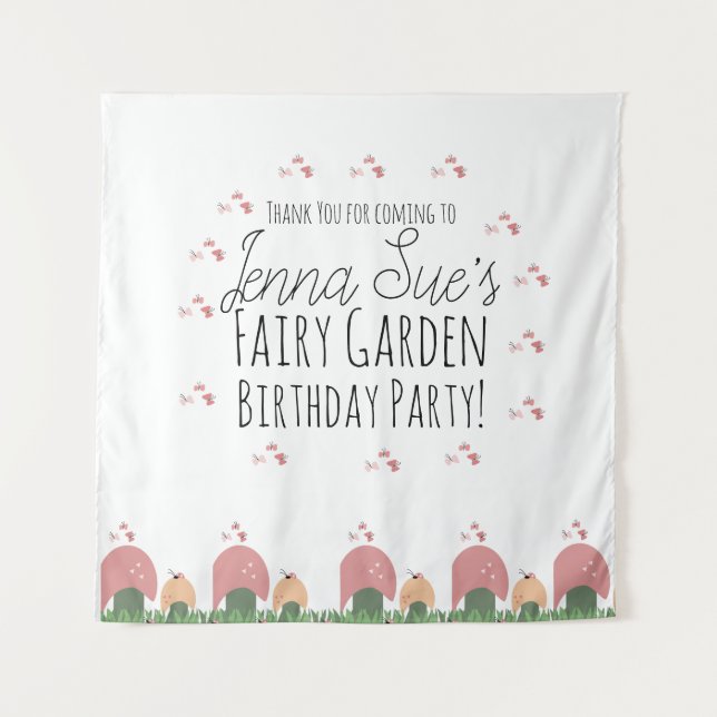 Fairy Garden Mushrooms Ladybugs Butterflies Wandteppich (Vorderseite)