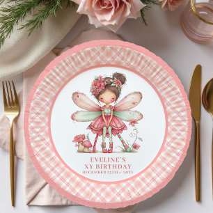 Fairy Girl 1. Geburtstag Errötend Floral Rosa Papi Pappteller