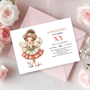 Fairy Girl 2e Anniversaire Rose Pâle Invitation Ma