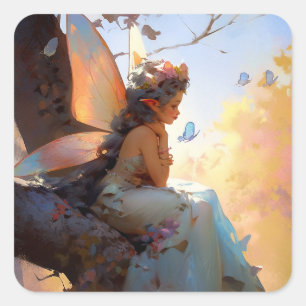 Fairy Girl Fantasy Art Quadratischer Aufkleber